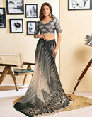 Ready To Wear Light Beige Chinnon Printed Saree