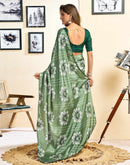 Ready To Wear Sage Green Chinnon Floral Printed Saree