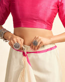 Ready To Wear Off White Chinnon Floral Printed Saree