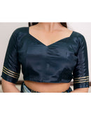 Ready To Wear Dark Grey Chinnon Printed Saree