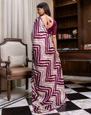 Ready To Wear Purple Chinnon Printed Saree