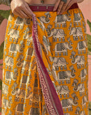 Ready To Wear Yellow Cotton Printed Saree