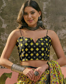 Ready To Wear Lime Yellow Cotton Printed Saree