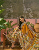 Ready To Wear Mustard Yellow Cotton Printed Saree