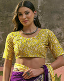Ready To Wear Purple Cotton Printed Saree