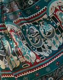 Ready To Wear Teal Blue Cotton Printed Saree