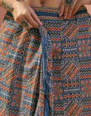 Ready To Wear Blue Cotton Printed Saree