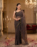 Black Chiffon Printed Saree