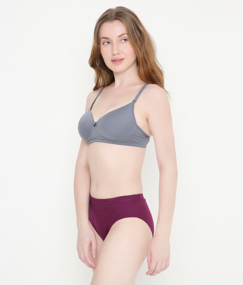 Everyday Comfort Padded Stretchable Cotton T-Shirt Bra - Dark Grey