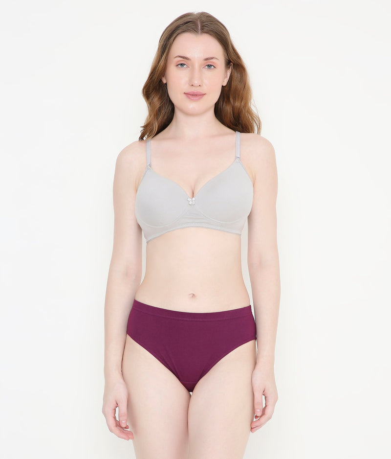 Everyday Comfort Padded Stretchable Cotton T-Shirt Bra - Light Grey