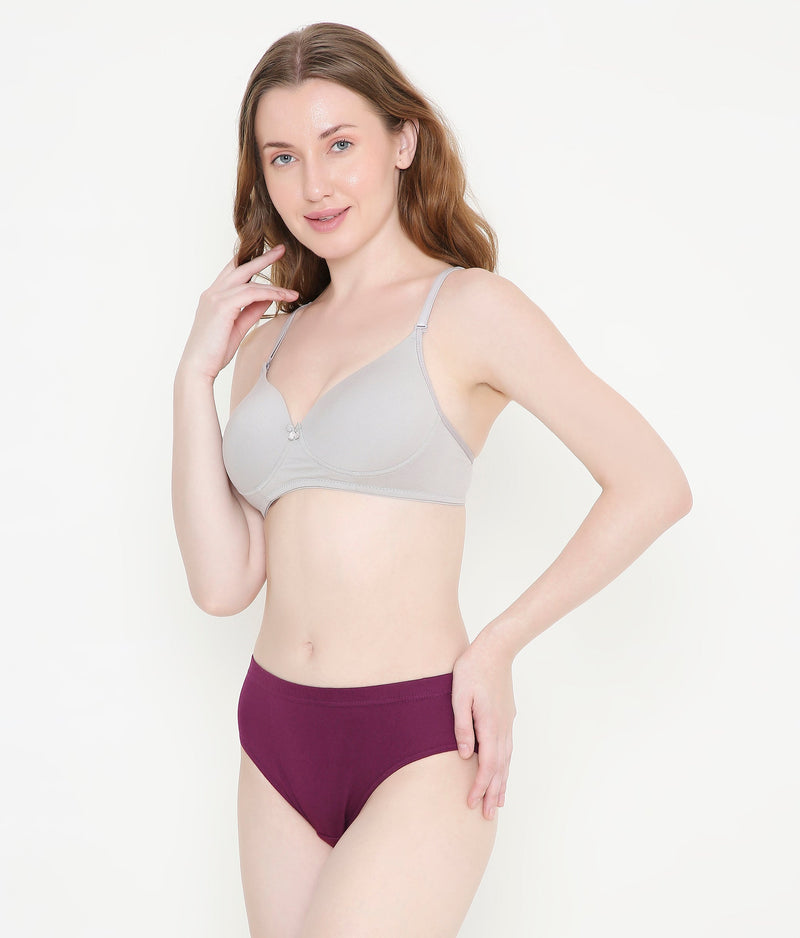 Everyday Comfort Padded Stretchable Cotton T-Shirt Bra - Light Grey