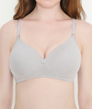 Everyday Comfort Padded Stretchable Cotton T-Shirt Bra - Light Grey