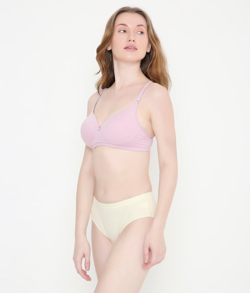 Everyday Comfort Padded Stretchable Cotton T-Shirt Bra - Lavendar