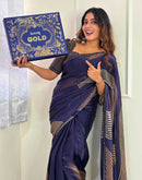 Mouni Roy Midnight Blue Gold Swarovski Saree