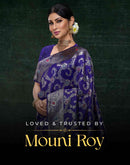 Dark Blue Tussar Silk Printed Patola Saree