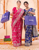 Pink Silk Woven Banarasi Saree