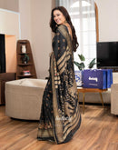 Shweta Tiwari Midnight Black Foil Silk Saree