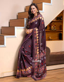 Shweta Tiwari Plum Wine Ready To Wear Cotton Saree