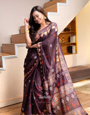 Shweta Tiwari Plum Wine Ready To Wear Cotton Saree