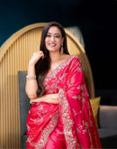 Shweta Tiwari Blush Pink Sequin Embroidered Silk Saree