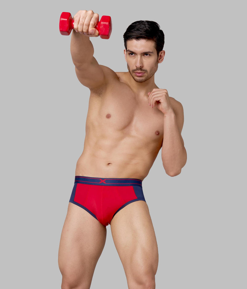 X-Groove Adrenaline Red Micro Modal Cotton Briefs for Men