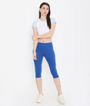 WOMEN ROYAL BLUE SOFT COTTON EVERYDAY CAPRI