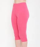 SOLID PINK SOFT COTTON EVERYDAY CAPRI FOR WOMEN