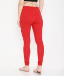 WOMEN SOLID RED COTTON CHURIDAR LEGGINGS