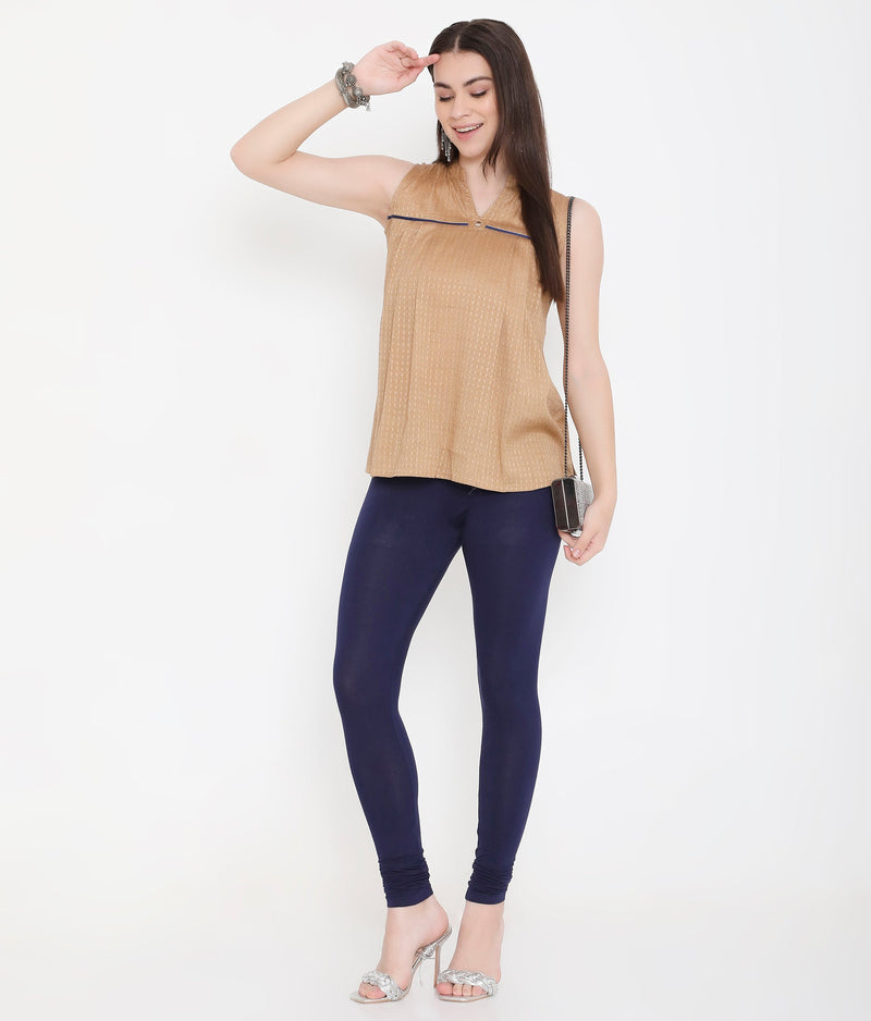 WOMEN NAVY BLUE COTTON CHURIDAR LEGGINGS