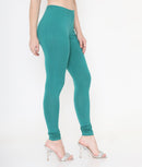 WOMEN SOLID GREEN COTTON CHURIDAR LEGGINGS