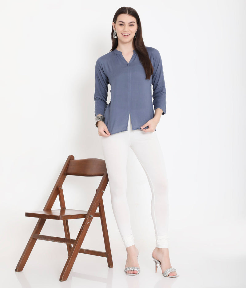 WOMEN SOLID WHITE COTTON CHURIDAR LEGGINGS