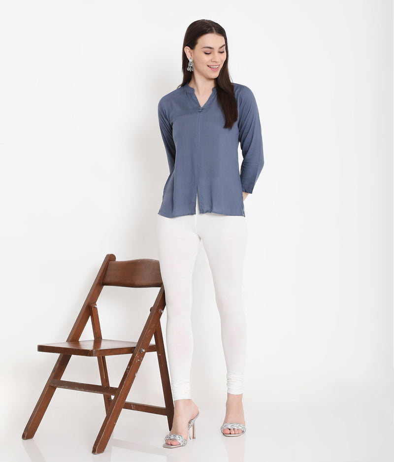 WOMEN SOLID WHITE COTTON CHURIDAR LEGGINGS