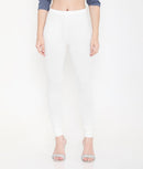 WOMEN SOLID WHITE COTTON CHURIDAR LEGGINGS