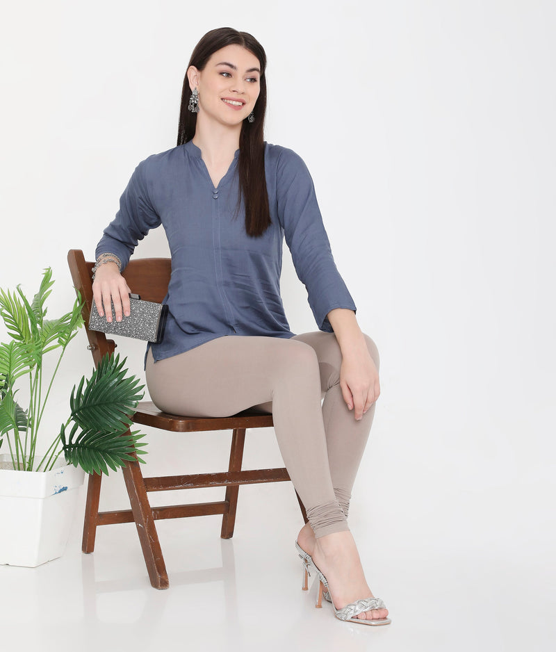 WOMEN WARM GREY COTTON CHURIDAR LEGGINGS