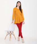 WOMEN SOLID MAROON COTTON CHURIDAR LEGGINGS