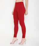 WOMEN SOLID MAROON COTTON CHURIDAR LEGGINGS
