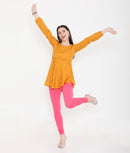 WOMEN SOLID PINK COTTON CHURIDAR LEGGINGS