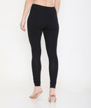 WOMEN SOLID BLACK COTTON CHURIDAR LEGGINGS
