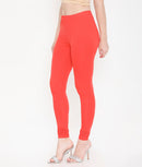 WOMEN SOLID ORANGE COTTON CHURIDAR LEGGINGS