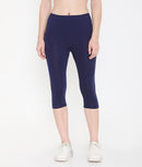 WOMEN NAVY BLUE COTTON EVERYDAY CAPRI