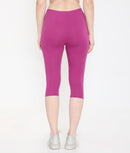 WOMEN SOLID PURPLE SOFT COTTON EVERYDAY CAPRI