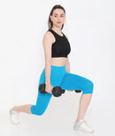 SOLID BLUE SOFT COTTON EVERYDAY CAPRI FOR WOMEN