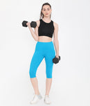 SOLID BLUE SOFT COTTON EVERYDAY CAPRI FOR WOMEN