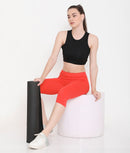 SOLID ORANGE SOFT COTTON EVERYDAY CAPRI FOR WOMEN