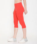 SOLID ORANGE SOFT COTTON EVERYDAY CAPRI FOR WOMEN