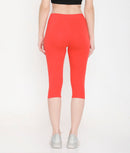 SOLID ORANGE SOFT COTTON EVERYDAY CAPRI FOR WOMEN
