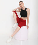 SOLID MAROON SOFT COTTON EVERYDAY CAPRI FOR WOMEN