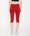 SOLID MAROON SOFT COTTON EVERYDAY CAPRI FOR WOMEN