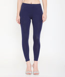 WOMEN NAVY BLUE ANKLE-LENGTH COTTON LEGGINGS