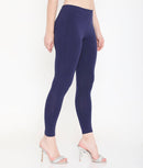 WOMEN NAVY BLUE ANKLE-LENGTH COTTON LEGGINGS